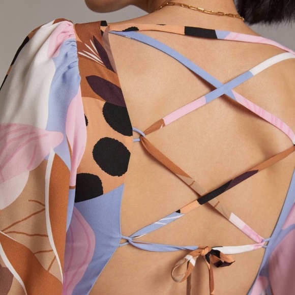 Anthropologie hutch bloom wrap midi dress lace up back wedding guest dress 1X - Picture 4 of 16